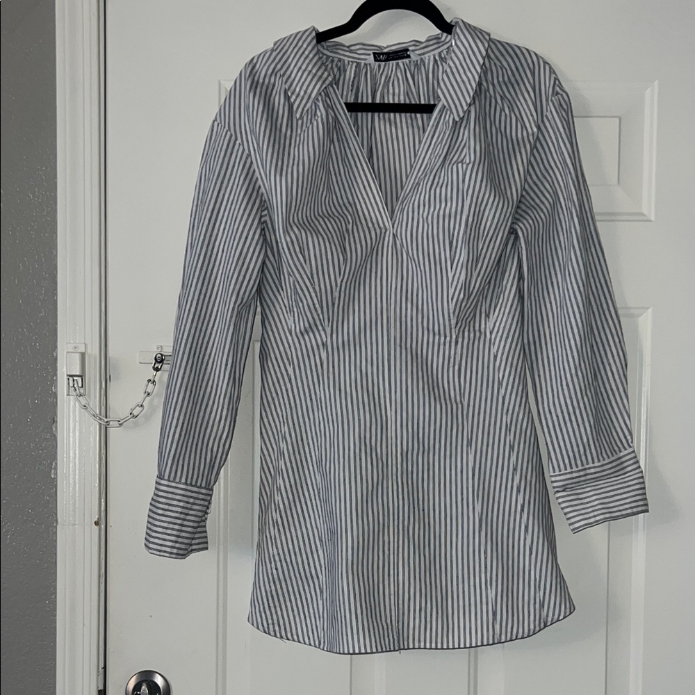 Zara Black and White Striped Blouse